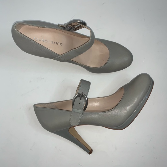 Franco Sarto Shoes - Franco Sarto Light Gray Mary Jane Leather Pump 10